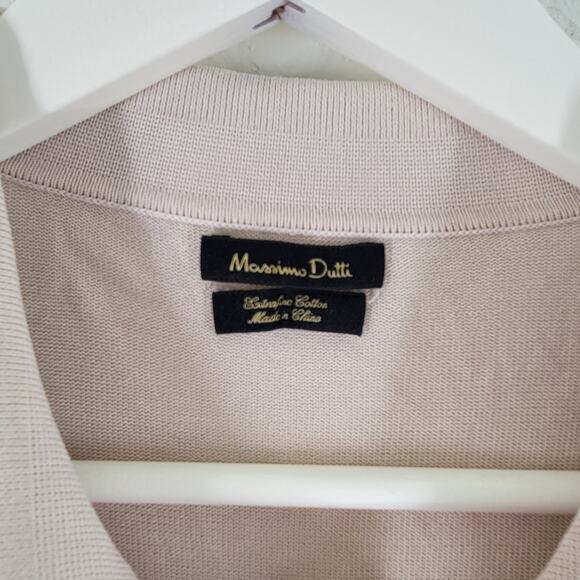 Massimo Dutti Knit Polo Shirt Mens Large Cream Short Sleeve Preppy - Picture 4 of 11